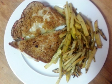 apple provolone grilled cheese rosemary garlic fries